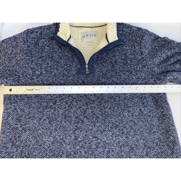 Orvis Quarter Zip Sherpa Lined Pullover Heavy Sweater Blue Super Soft‎ Men's L - Picture 10 of 13